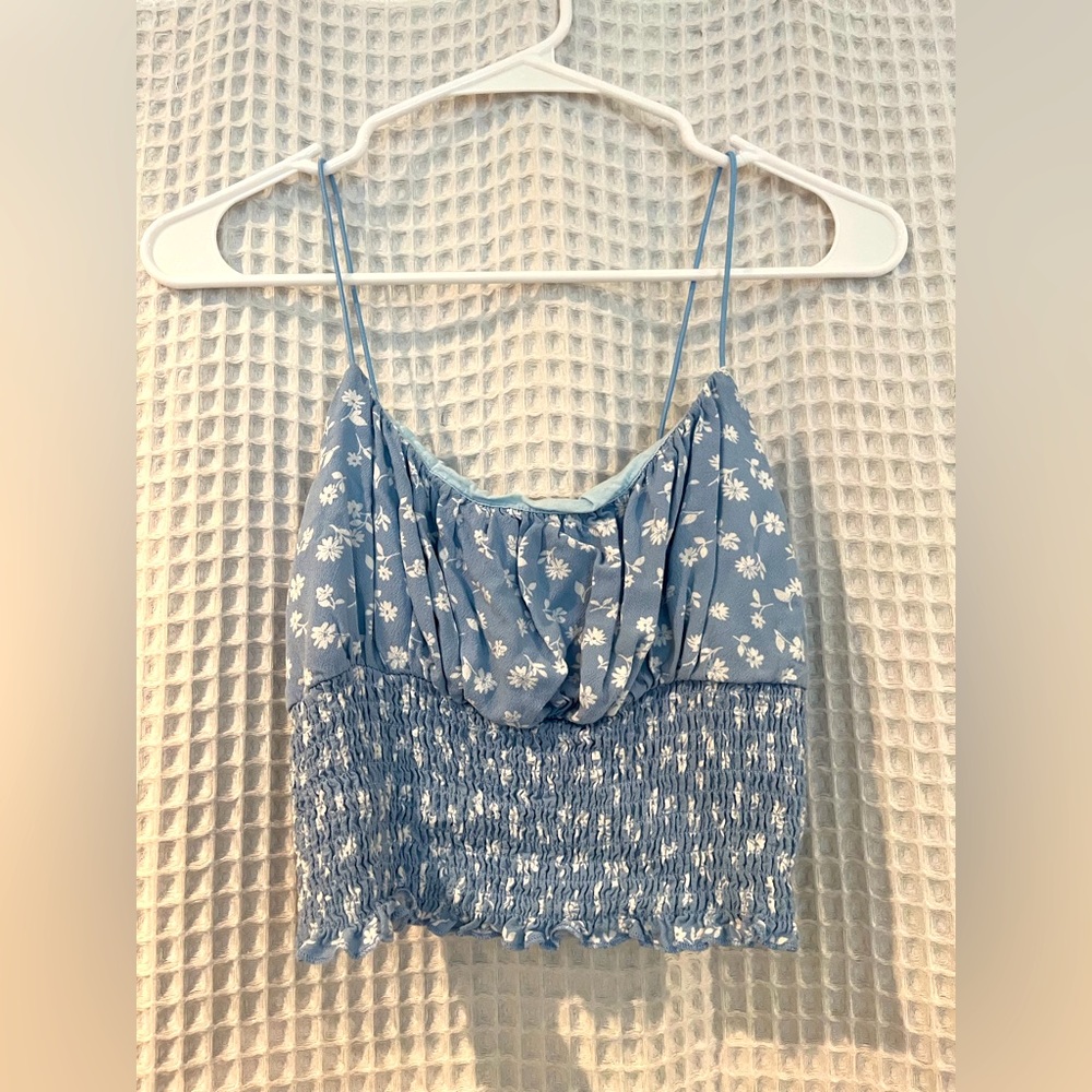 pacsun blue floral top
